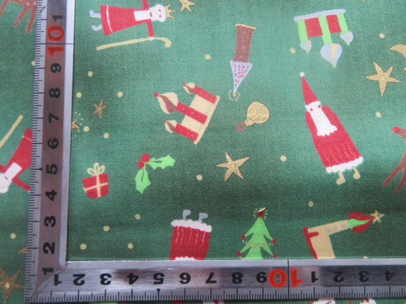 クリスマスプリント1M　コットン100％　幅×約100cm　＜X'mas＞　赤、緑あり 3枚目の画像