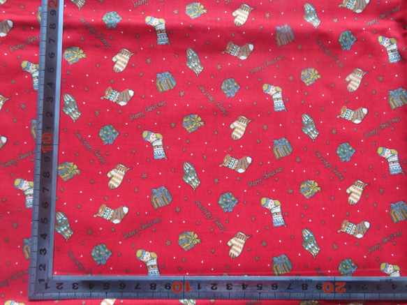 クリスマスプリント1M　コットン100％　幅×約100cm　＜メリー･クリスマス＞　 3枚目の画像