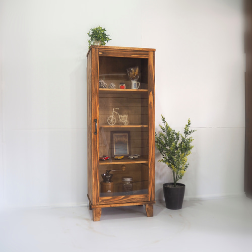 完成品有】コレクションケース 幅38cm高さ100cm ウクレレ色（ブラウン