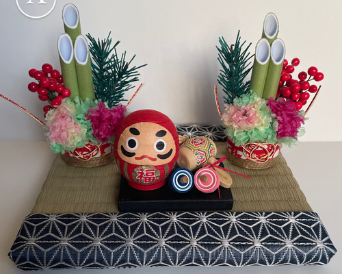 ダルマ　正月飾り　ハンドメイド ☆愛と福を届けるダルマさん お正月ver.☆A 数量限定 お正月飾り