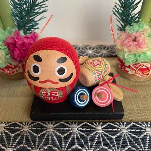 ダルマ　正月飾り　ハンドメイド ☆愛と福を届けるダルマさん お正月ver.☆A 数量限定 お正月飾り