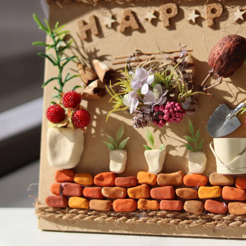 ウェルカムボード インテリア ドライフラワー 造花 花 木の実 粘土