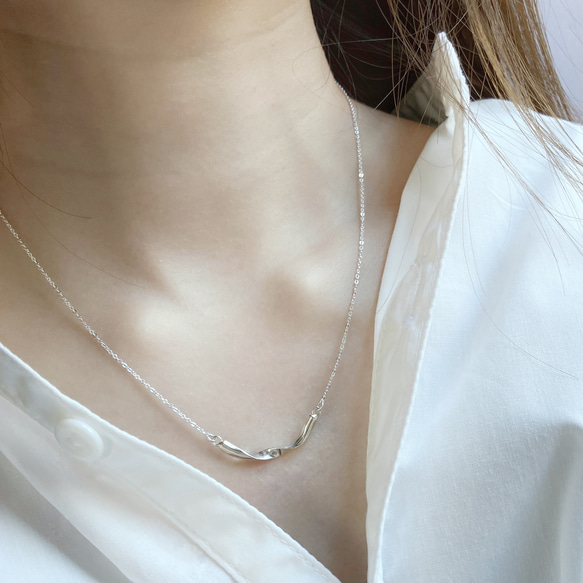 《creema限定 夏の福袋》ツイストモチーフのネックレス&ピアスセット　シルバー950 4枚目の画像