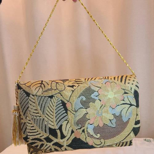 Creema限定♡母の日】ヴィンテージ花模様、シルク着物帯の2ways 