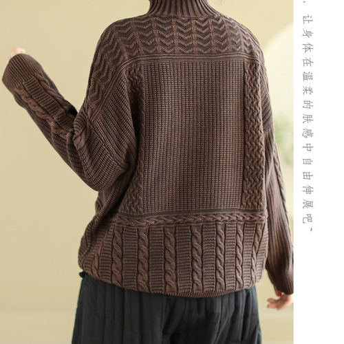 新品 ハンドメイド タートルネック ケーブル ニット 韓国 人気 韓国] ケーブルニット アラン模様 タートルネック 全3color (ニット