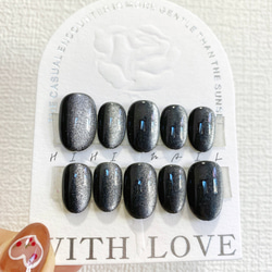 マグネットネイル 黒 ブラック ネイルチップ つけ爪 春 夏 秋 冬 韓国