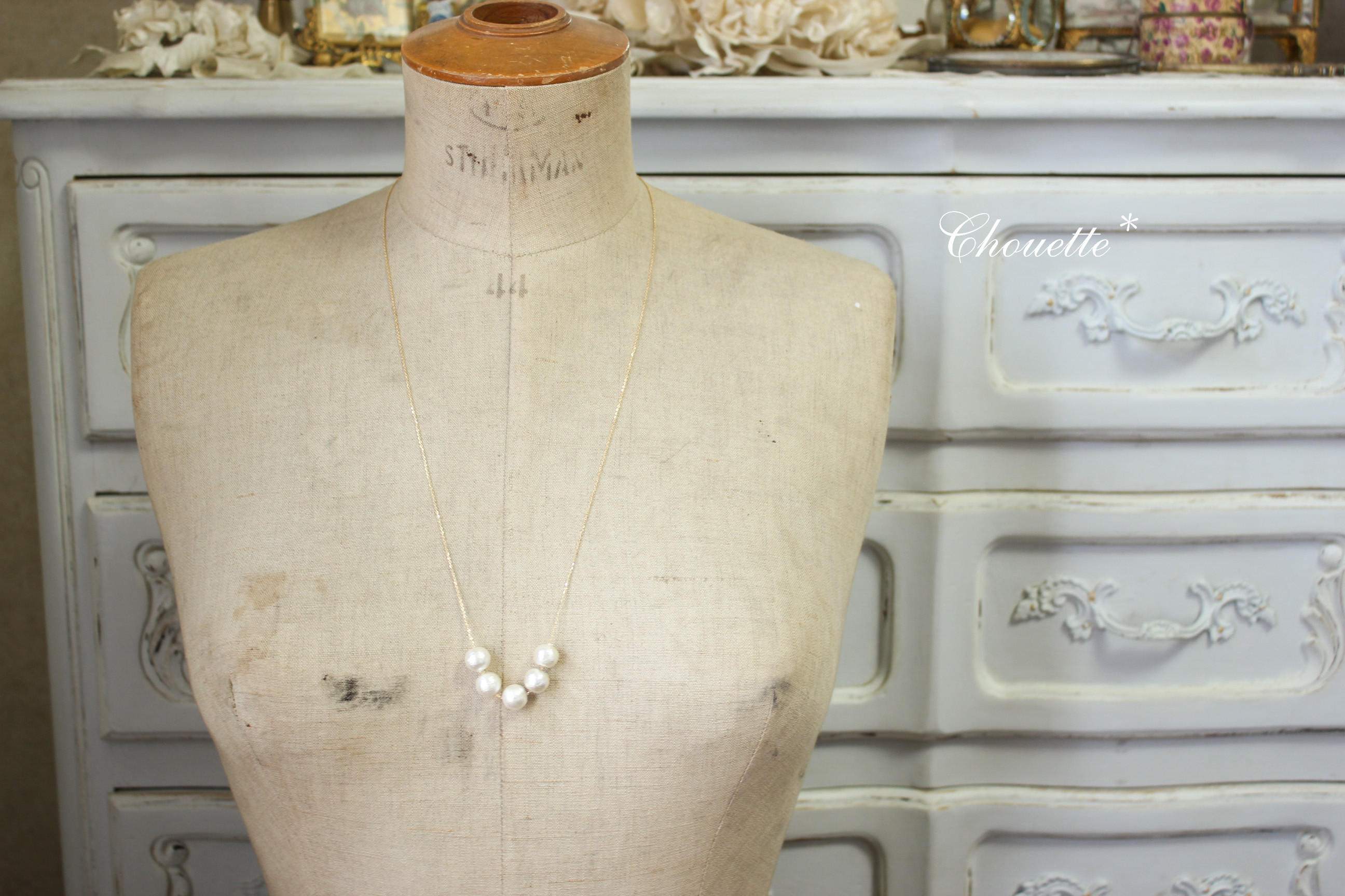 *コットンパールのロングネックレス*14kgf