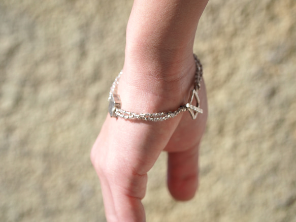 -brown Topaz・silver- double bracelet 8枚目の画像