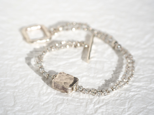 -brown Topaz・silver- double bracelet 2枚目の画像