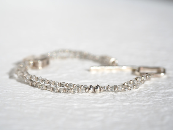 -brown Topaz・silver- double bracelet 3枚目の画像