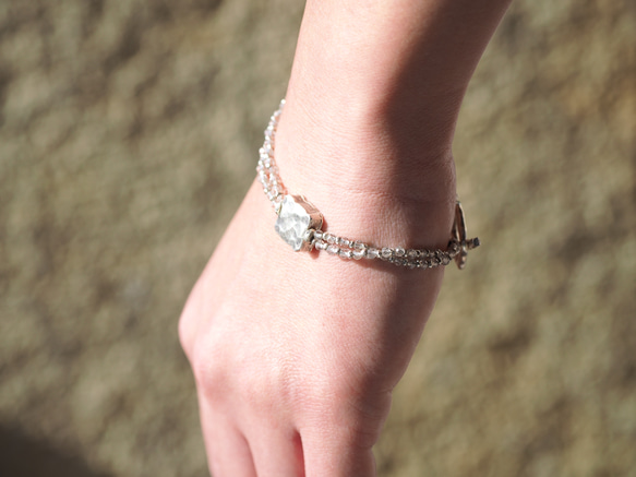 -brown Topaz・silver- double bracelet 6枚目の画像