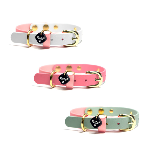 防水首輪 BiColor PinkGold Biothane素材 15mm 名入れ 小型犬 中型犬