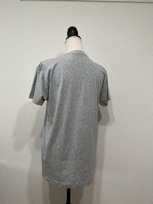 【和×洋】米沢織スクエアパッチワーク風Tシャツ　グレー 4枚目の画像