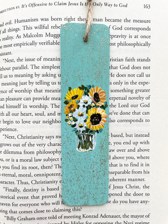 ブックマーク，向日葵の絵，ハンドペイントのブックマーク、ひまわりのブックマーク 6枚目の画像