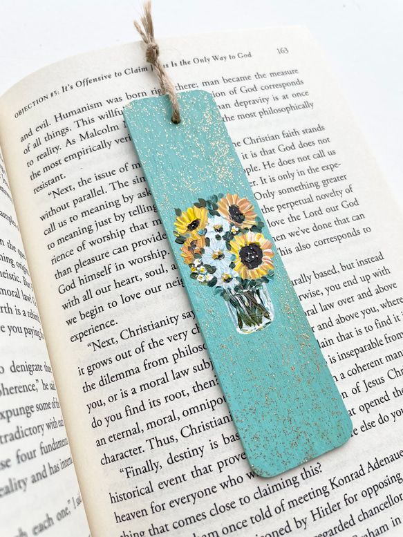 ブックマーク，向日葵の絵，ハンドペイントのブックマーク、ひまわりのブックマーク 8枚目の画像