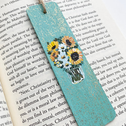 ブックマーク，向日葵の絵，ハンドペイントのブックマーク、ひまわりのブックマーク 7枚目の画像