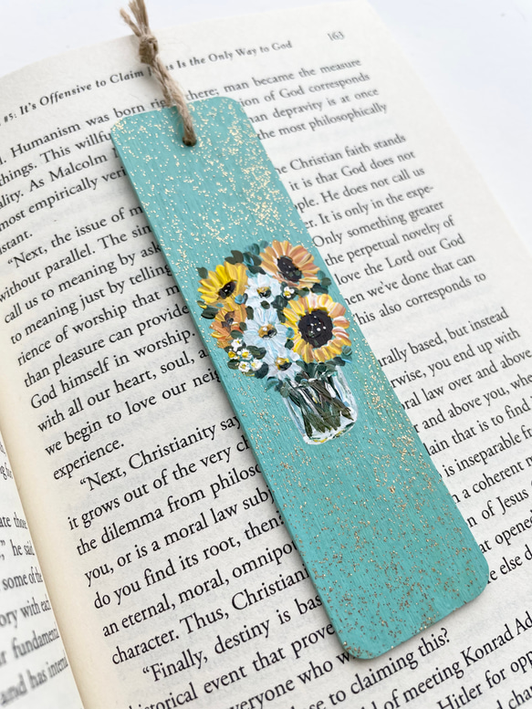 ブックマーク，向日葵の絵，ハンドペイントのブックマーク、ひまわりのブックマーク 7枚目の画像