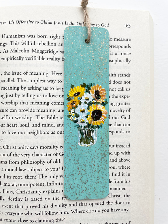 ブックマーク，向日葵の絵，ハンドペイントのブックマーク、ひまわりのブックマーク 9枚目の画像