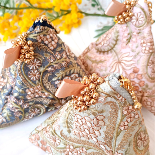 インド刺繍リボン インド刺繍生地 テトラポーチ ご好評頂いて