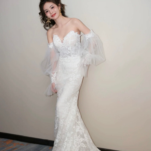 ウェディングドレス　マーメイドドレス　前撮りドレス　フォトウエディング　レース ウエディングドレス 総レースマーメイド