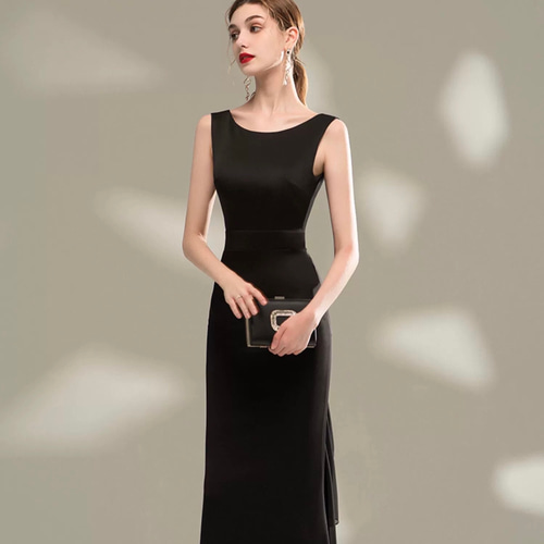 ノースリーブ ブラック マーメイド パーティドレス ドレス ウララ