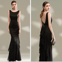 ノースリーブ ブラック マーメイド パーティドレス ドレス