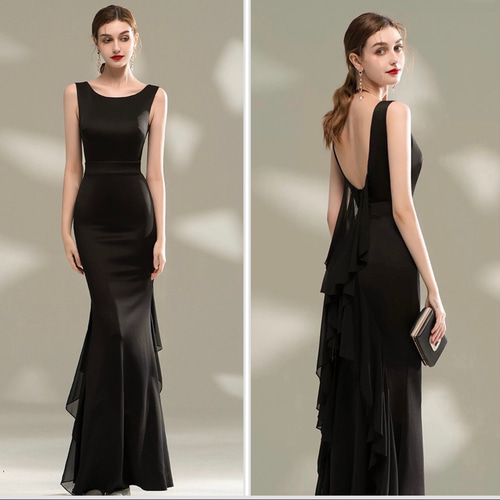 ノースリーブ ブラック マーメイド パーティドレス ドレス ウララ  