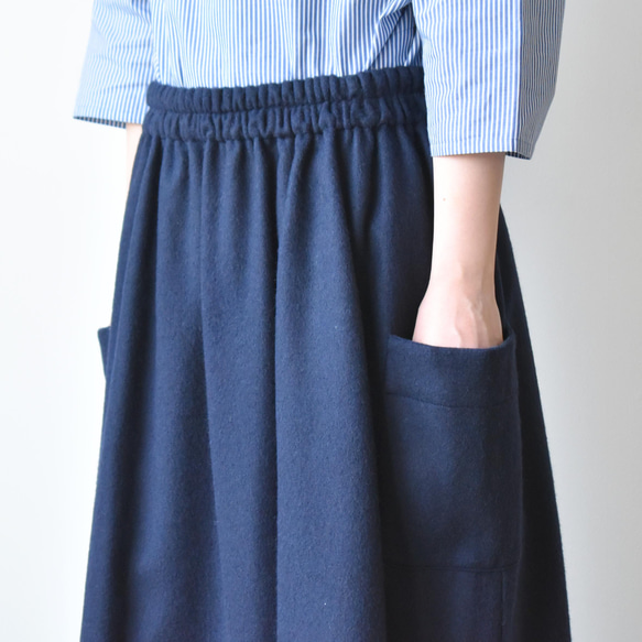 暖かくやさしい冬を。フラノビーバーアウトポケットスカート【SOSK173F】 5枚目の画像
