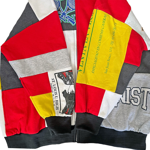 リメイクパッチワークZIPパーカー R-2112B⑨ アップサイクル