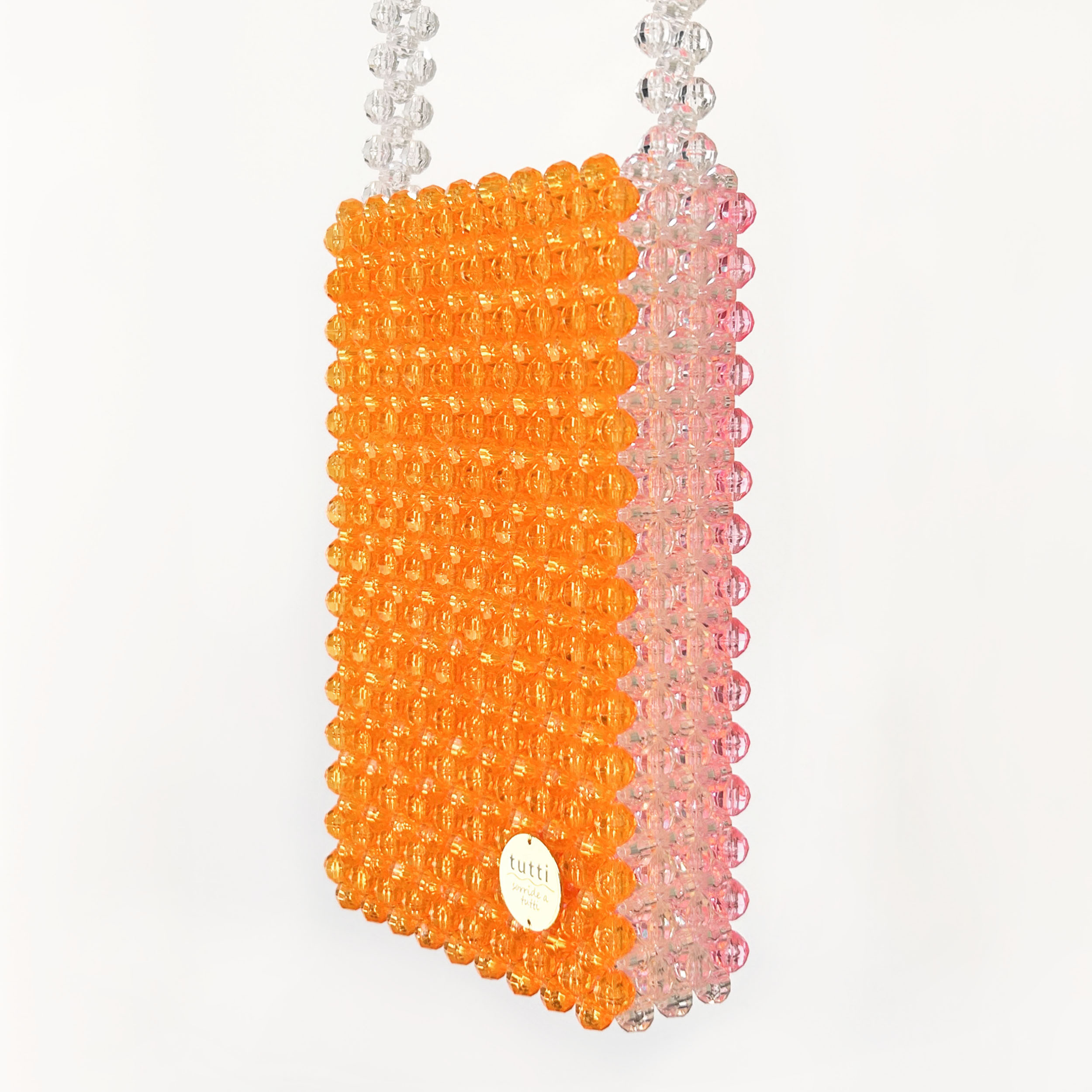 スマホショルダー　Orange & Pink　ビーズバッグ