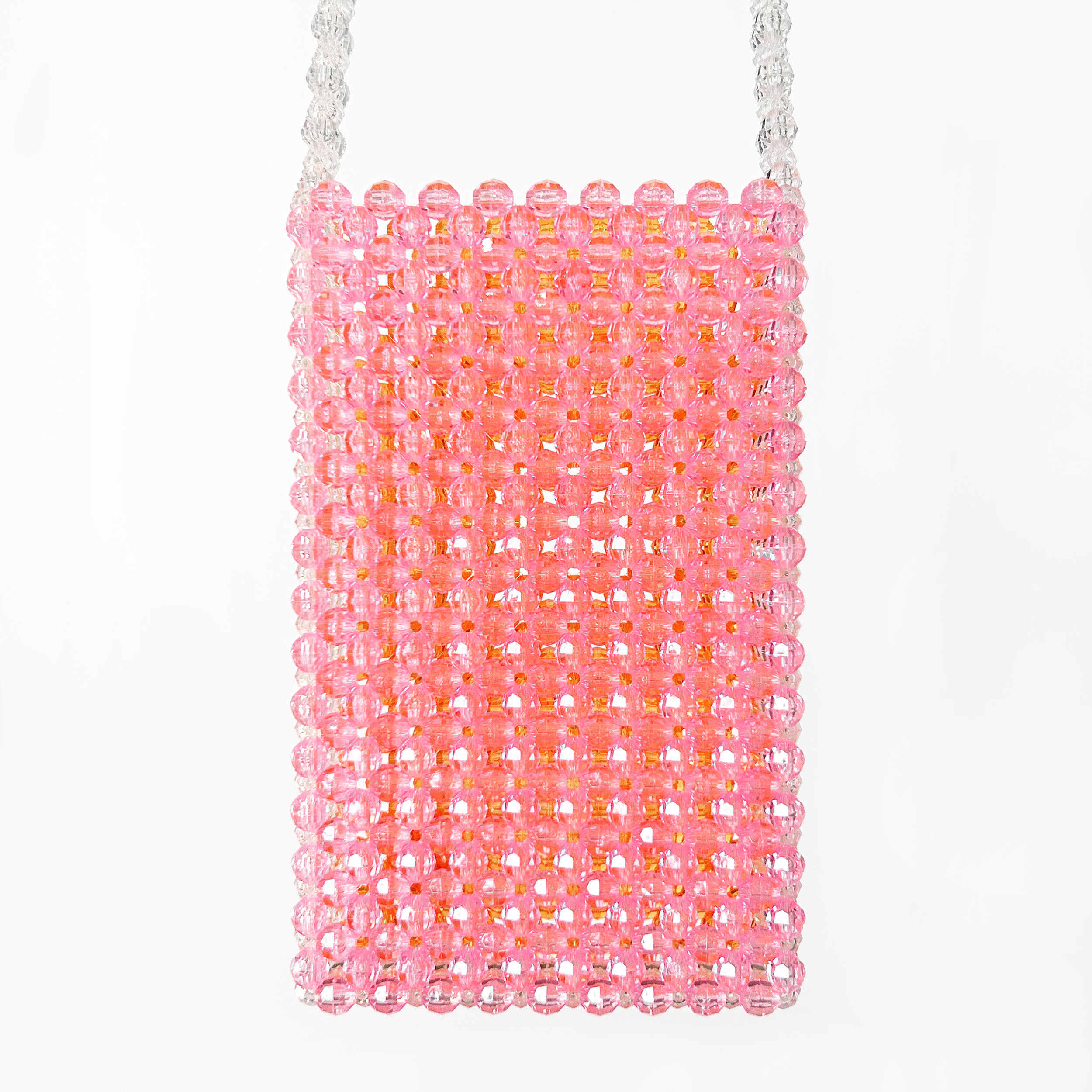 スマホショルダー　Orange & Pink　ビーズバッグ