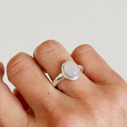 リング 指輪 天然石 一粒天然石 シルバー ローズクオーツ シンプル 槌目 パステルカラー 15号 純銀　 12枚目の画像