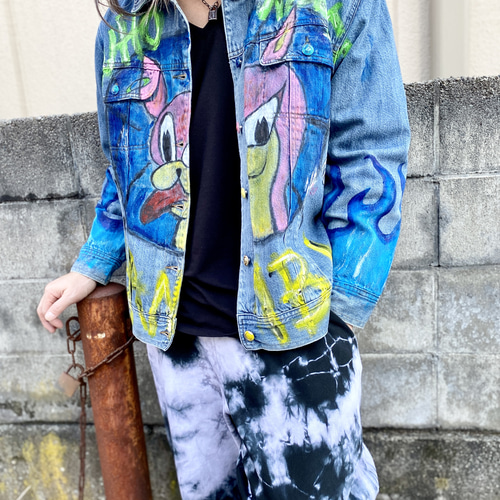 リメイク ペイント デニム ジャケット ジャケット Miharu-Chan 通販