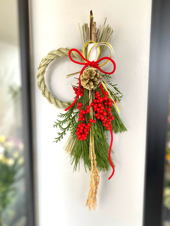 【 blue 】クリスマスリース しめ縄リース お正月飾り しめ縄 お正月 洋風しめ縄リース しめ縄リース ブルーしめ縄リース 玄関しめ飾り