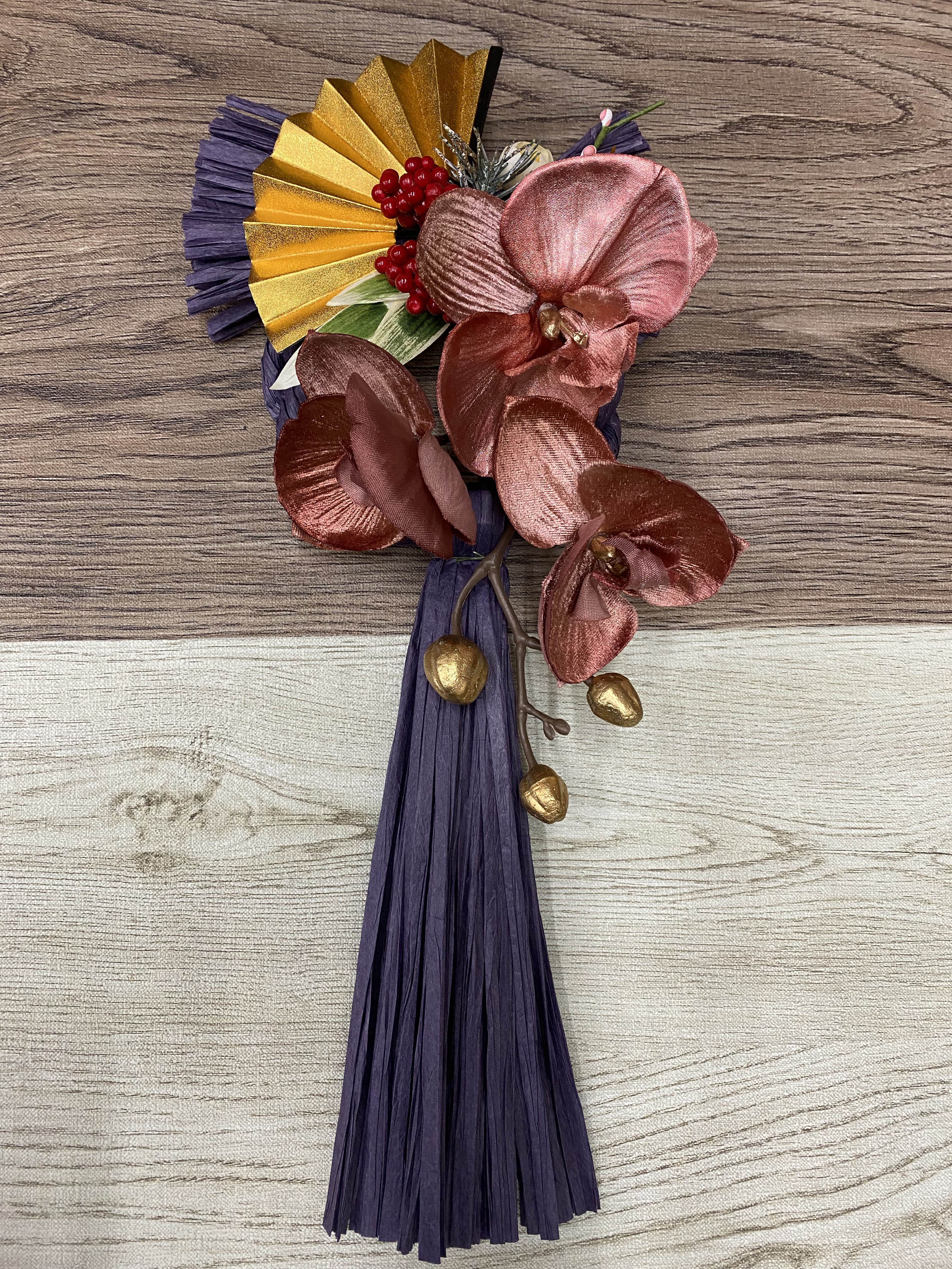 一点物【正月飾り】胡蝶蘭メインのしめ縄