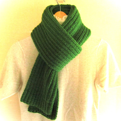 ❁手編み❁3色メリノウールマフラー(グレー・紺・ブルー)一点もの