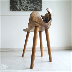 チーク無垢材 プリミティブチェアN01 イス 椅子 ベンチ 木製チェアー 天然木 手作り ナチュラル 素朴 銘木家具 4枚目の画像