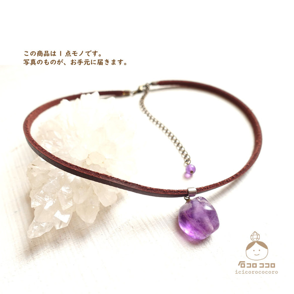 [1 件] Korokoro♪ 紫水晶真皮頸鍊 ❮ 棕色 ❯ ★令人愉快 還附帶 1 件！ ★ 第8張的照片