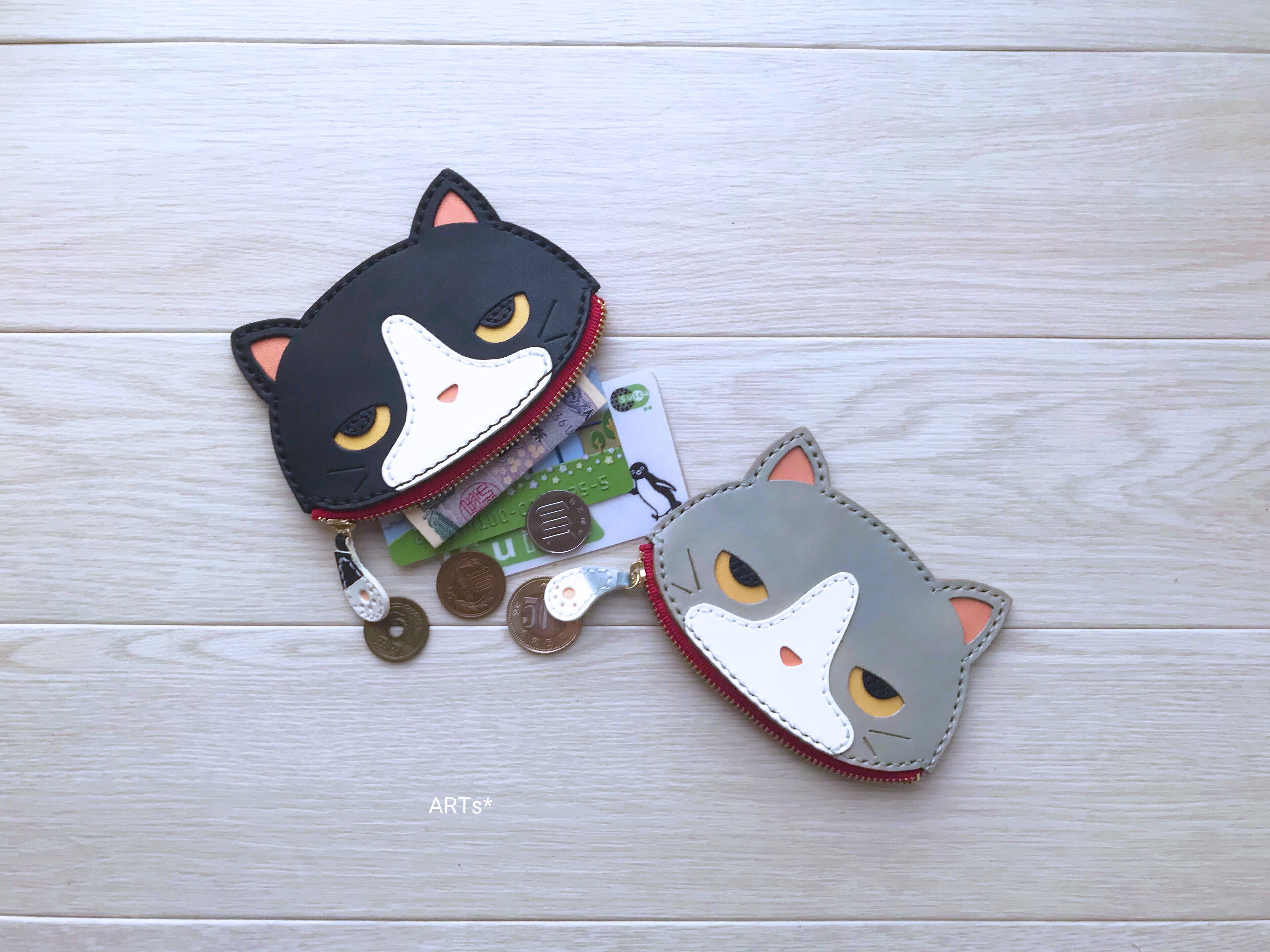 【受注制作】猫型ぺたんこ財布@ハチワレ 4,810円