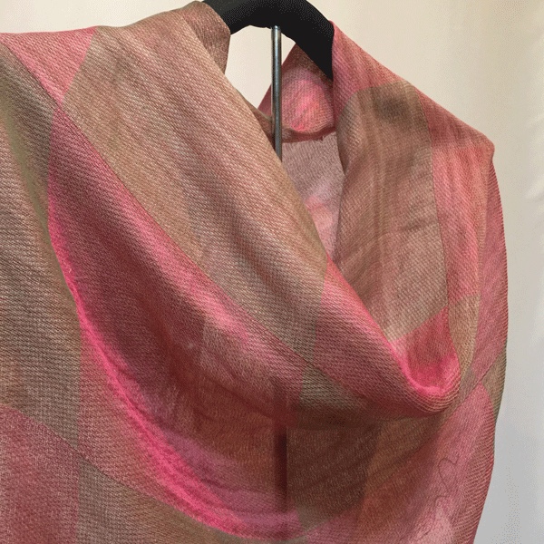 播州織柿渋染め市松ストール　K23114