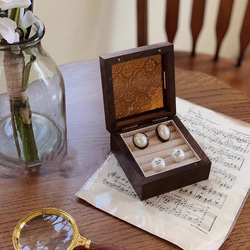 ヴィンテージスタイル!! コンパクト木製ケース 指輪・リングケース アクセサリー収納 花柄 インテリア飾り 7枚目の画像