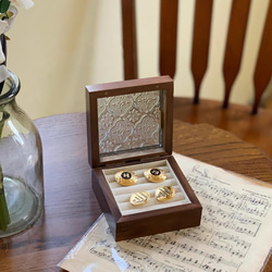 ヴィンテージスタイル!! コンパクト木製ケース 指輪・リングケース アクセサリー収納 花柄 インテリア飾り 4枚目の画像