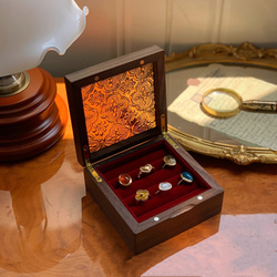 ヴィンテージスタイル!! コンパクト木製ケース 指輪・リングケース アクセサリー収納 花柄 インテリア飾り 6枚目の画像