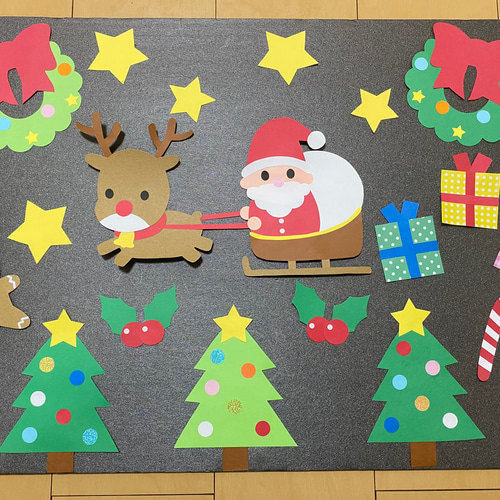 お値下げ中】色画用紙 クリスマス 子どもサンタクロース ツリー