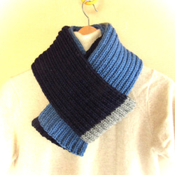 ❁手編み❁【再販】メリノウールぽこぽこスヌード(ベビーブルー