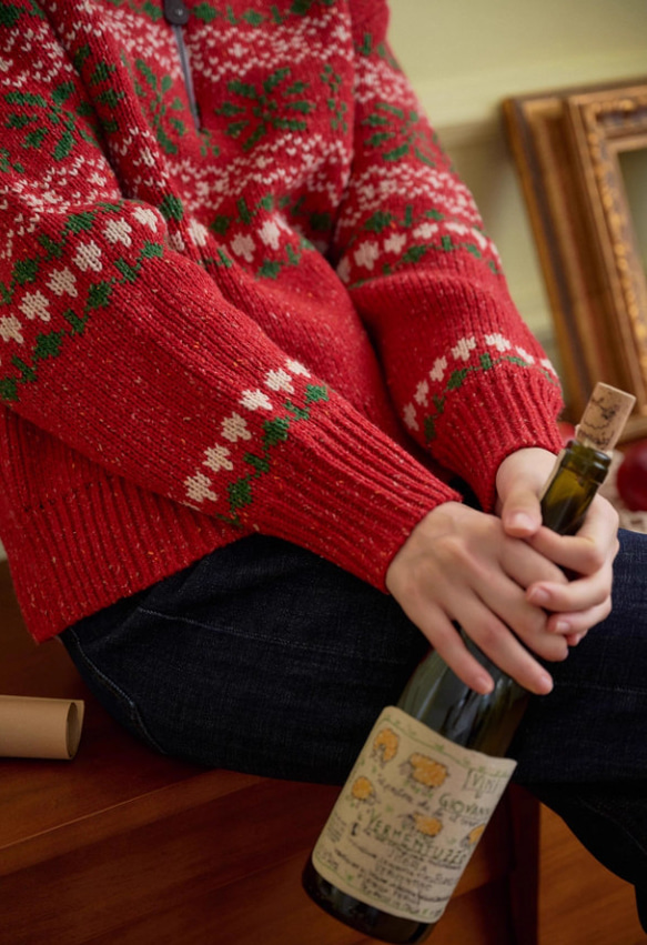クリスマス限定　ジャガードセーター　ウール混 16枚目の画像