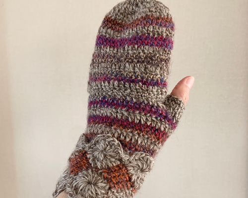 handmade♡指なしミトン SALE！！ かぎ針編み指なしミトン / ローズ系 手袋・ミトン MO