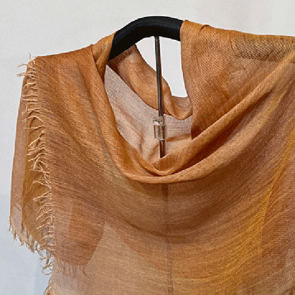 播州織柿渋染め市松ストール　K23115