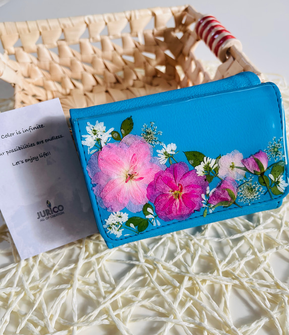 本物のお花で作る本革のミニ財布　フルオーダーメイドでお作りします 5枚目の画像