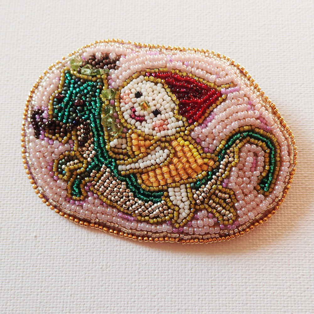 ビーズブローチ☆ほんわかちゃん龍にのる☆